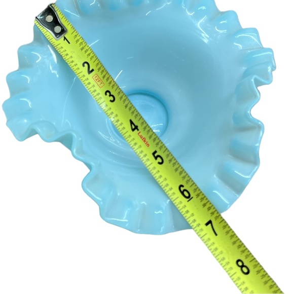 Fenton Blue Bowl with Ruffled and Crimped Edge - Vintage Art Glass Bowl - Picture 6 of 8